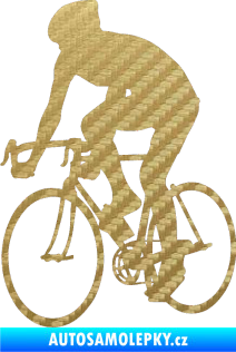 Samolepka Cyklista 001 levá 3D karbon zlatý