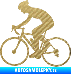 Samolepka Cyklista 005 levá 3D karbon zlatý