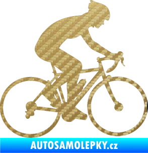 Samolepka Cyklista 005 pravá 3D karbon zlatý