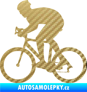 Samolepka Cyklista 008 levá 3D karbon zlatý