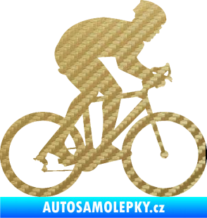 Samolepka Cyklista 008 pravá 3D karbon zlatý