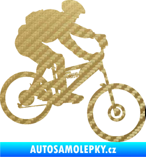 Samolepka Cyklista 009 pravá horské kolo 3D karbon zlatý