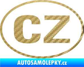 Samolepka CZ značka bez podkladu 3D karbon zlatý