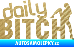 Samolepka Daily bitch 001 nápis 3D karbon zlatý
