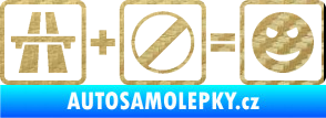 Samolepka Dálnice + konec omezení rychlosti = jízda 3D karbon zlatý