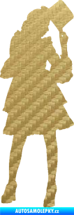 Samolepka Dáma s kloboukem 001 pravá 3D karbon zlatý