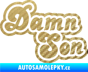 Samolepka Damn Son 3D karbon zlatý