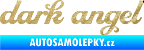 Samolepka Dark angel nápis 3D karbon zlatý