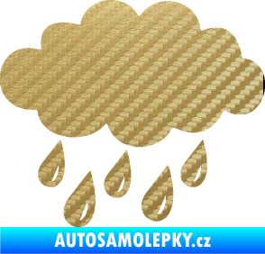 Samolepka Déšť 001 levá mrak a kapky 3D karbon zlatý