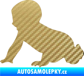 Samolepka Dítě v autě 025 levá miminko silueta 3D karbon zlatý