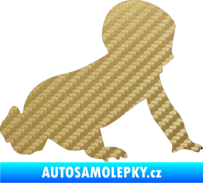 Samolepka Dítě v autě 025 pravá miminko silueta 3D karbon zlatý