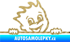 Samolepka Dítě v autě 029 pravá veselý kluk hlavička 3D karbon zlatý