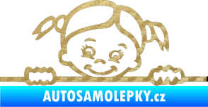 Samolepka Dítě v autě 030 levá malá slečna hlavička 3D karbon zlatý