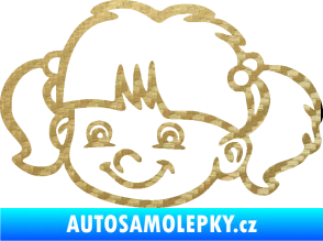 Samolepka Dítě v autě 035 levá holka hlavička 3D karbon zlatý