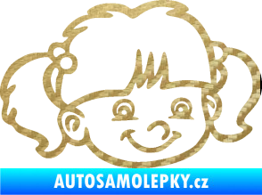 Samolepka Dítě v autě 035 pravá holka hlavička 3D karbon zlatý