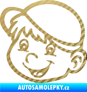 Samolepka Dítě v autě 038 levá kluk hlavička 3D karbon zlatý