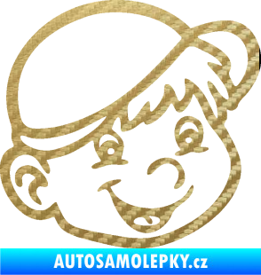 Samolepka Dítě v autě 038 pravá kluk hlavička 3D karbon zlatý