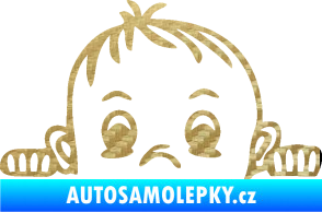 Samolepka Dítě v autě 045 levá chlapeček hlavička 3D karbon zlatý