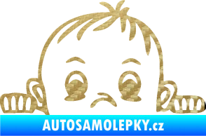 Samolepka Dítě v autě 045 pravá chlapeček hlavička 3D karbon zlatý