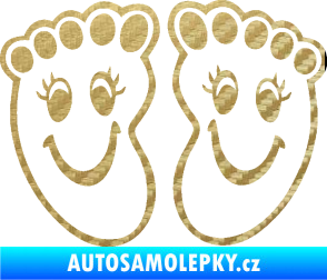 Samolepka Dítě v autě 060 veselé nožičky 3D karbon zlatý