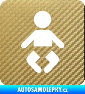 Samolepka Dítě v autě 093 symbol miminka 3D karbon zlatý