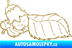 Samolepka Dítě v autě 107 levá spinká na lístečku 3D karbon zlatý