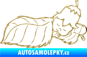 Samolepka Dítě v autě 107 pravá spinká na lístečku 3D karbon zlatý