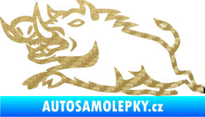 Samolepka Divoké prase 004 levá 3D karbon zlatý