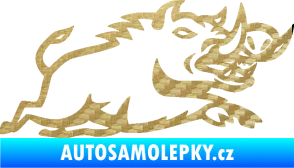 Samolepka Divoké prase 004 pravá 3D karbon zlatý