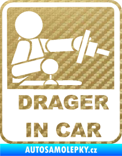 Samolepka Drager in car 001 3D karbon zlatý