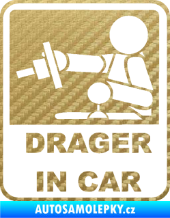 Samolepka Drager in car 002 3D karbon zlatý