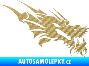 Samolepka Dragon 001 pravá 3D karbon zlatý