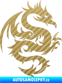 Samolepka Dragon 015 pravá 3D karbon zlatý