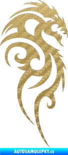 Samolepka Dragon 016 pravá 3D karbon zlatý