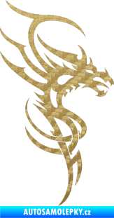 Samolepka Dragon 017 pravá 3D karbon zlatý