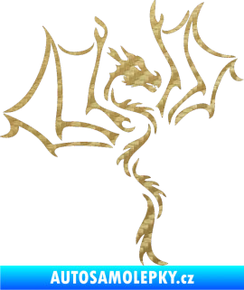 Samolepka Dragon 034 pravá 3D karbon zlatý