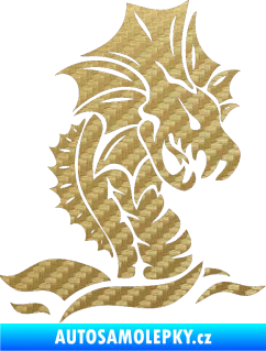 Samolepka Dragon 040 pravá 3D karbon zlatý