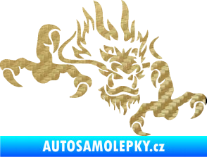 Samolepka Dragon 049 pravá 3D karbon zlatý