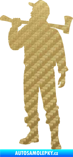Samolepka Dřevorubec 001 levá 3D karbon zlatý