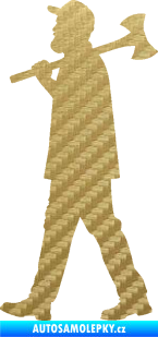 Samolepka Dřevorubec 002 levá 3D karbon zlatý
