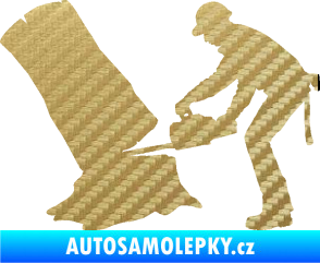 Samolepka Dřevorubec 003 levá 3D karbon zlatý