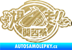 Samolepka Drift dog 002 3D karbon zlatý