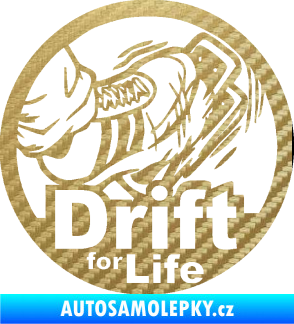Samolepka Drift for life 3D karbon zlatý