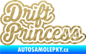 Samolepka Drift princess nápis 3D karbon zlatý