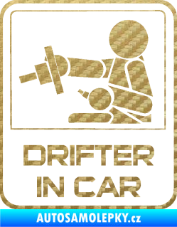 Samolepka Drifter in car 001 3D karbon zlatý