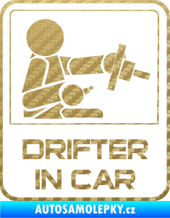 Samolepka Drifter in car 002 3D karbon zlatý