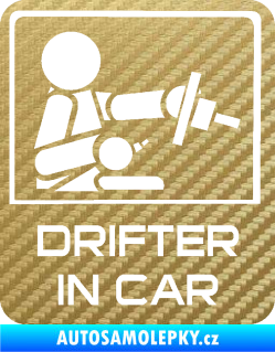 Samolepka Drifter in car 004 3D karbon zlatý