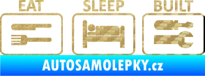Samolepka Eat sleep built not bought 3D karbon zlatý