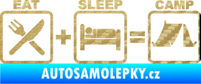 Samolepka Eat sleep camp 3D karbon zlatý