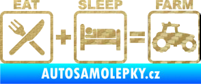 Samolepka Eat sleep farm 3D karbon zlatý